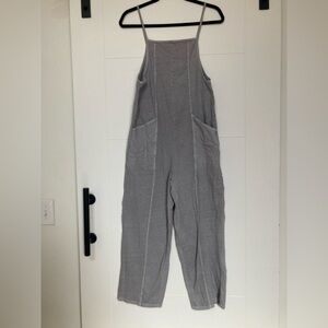 Pull&Bear Jumpsuit Gray Straight Leg Women's Small Comfy Lounge Travel Relaxed